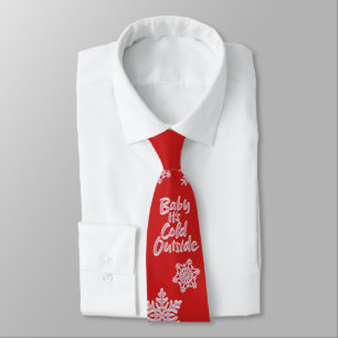 Baby It's Cold Outside Frozen Type Christmas Red Tie