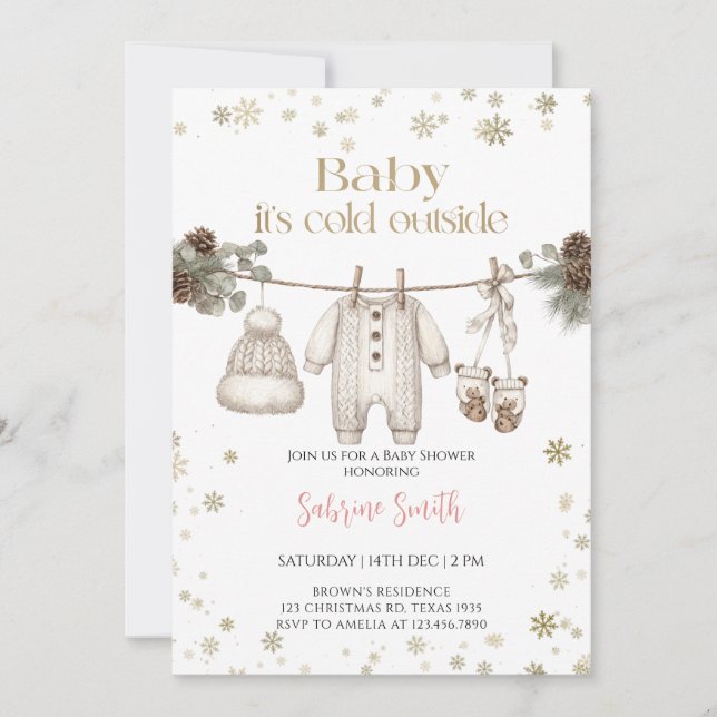 Baby it's cold outside gender neutral Baby Shower  Invitation (Front)
