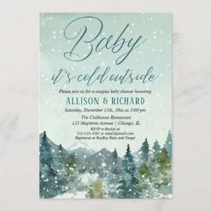 Baby it's cold outside gender neutral couples invitation