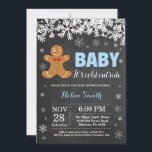 Baby its Cold Outside Gingerbread Man Baby Shower Invitation<br><div class="desc">Baby its Cold Outside Winter Snowflake Gingerbread Man Boy Baby Shower Invitation. White Snowflake. Boy or Girl Baby Shower Invitation. Winter Holiday Baby Shower Invite. Chalkboard Background. Black and White. For further customisation,  please click the "Customise it" button and use our design tool to modify this template.</div>