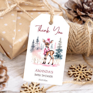 Baby it's cold outside girl baby deer baby shower gift tags