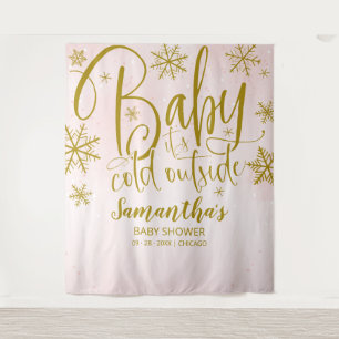 Baby It's Cold Outside Girl Baby Shower Backdrop Tapestry