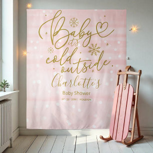 Baby It's Cold Outside Girl Baby Shower Backdrop Tapestry