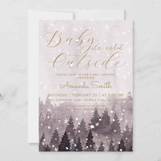Baby It's Cold Outside Girl Baby Shower Invitation (Front)