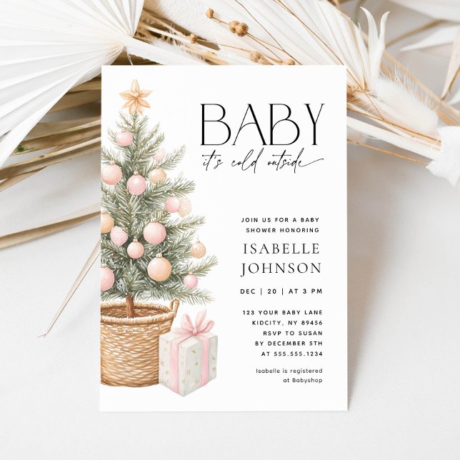Baby It's Cold Outside Girl Christmas Baby Shower Invitation (Creator Uploaded)