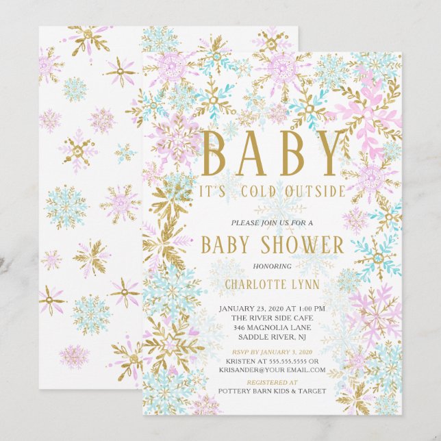 Baby It's Cold Outside Girl or Boy Baby Shower Invitation (Front/Back)