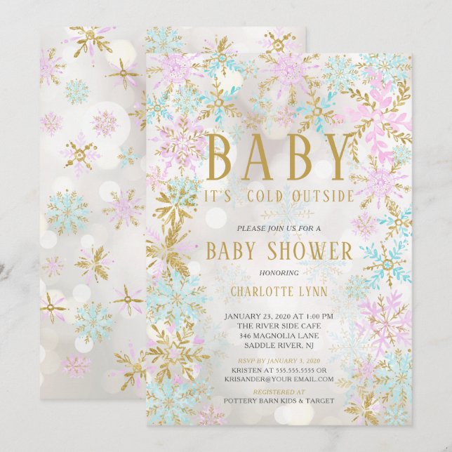 Baby It's Cold Outside Girl or Boy Baby Shower Invitation (Front/Back)