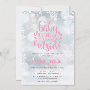 Baby It's Cold Outside Girl Winter Baby Shower Invitation