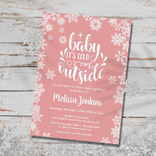 Baby It's Cold Outside Girl Winter Baby Shower Invitation