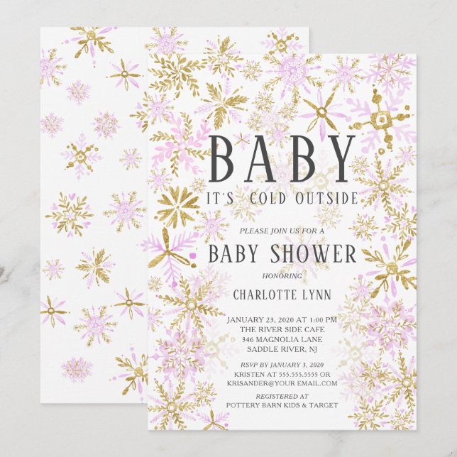 Baby It's Cold Outside Girls Baby Shower Invitation (Front/Back)