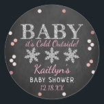 Baby It's Cold Outside Girls Winter Baby Shower Classic Round Sticker<br><div class="desc">Celebrate in style with these trendy baby shower stickers. The design is easy to personalise with your own wording and your family and friends will be thrilled when they see these fabulous stickers.</div>