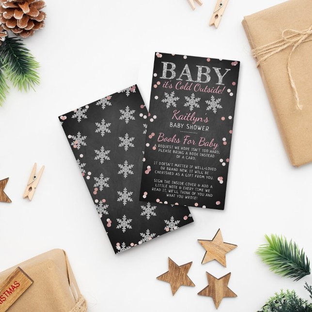 Baby It's Cold Outside Girls Winter Baby Shower Enclosure Card (Creator Uploaded)