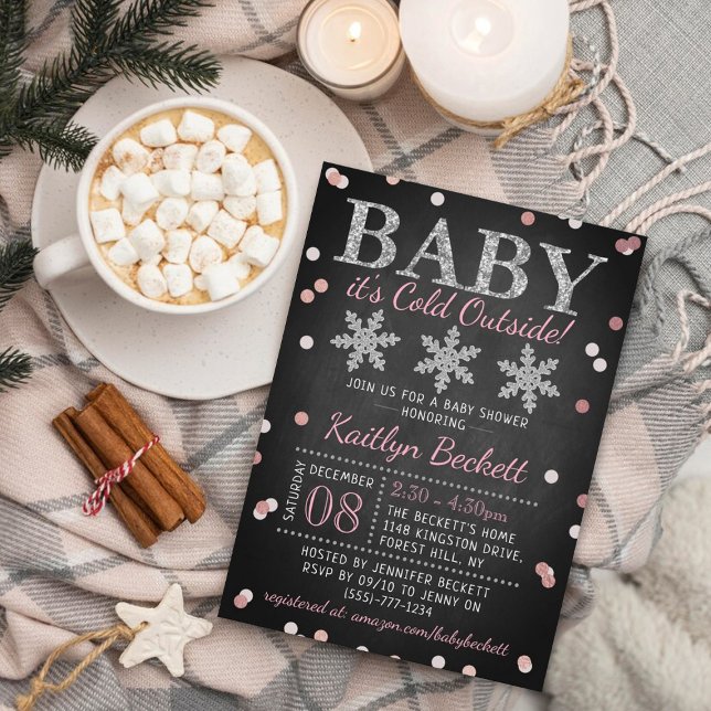 Baby It's Cold Outside Girls Winter Baby Shower Invitation (Creator Uploaded)
