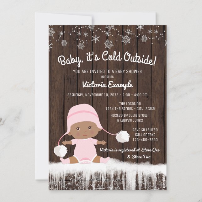 Baby its Cold Outside Girls Winter Baby Shower Invitation (Front)