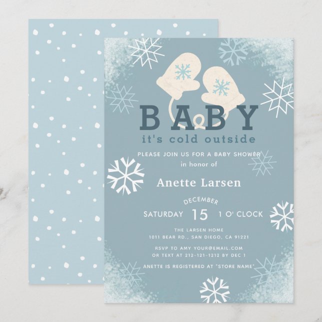 Baby Its Cold Outside Gloves Shower Invitation (Front/Back)
