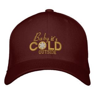 Baby It's Cold Outside Golden Snowflake Embroidered Hat