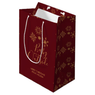 Baby it's Cold Outside Golden Snowflakes Medium Gift Bag