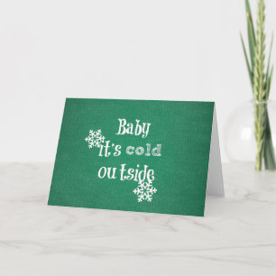 Baby it's Cold Outside: Green Faux Sweater Holiday Card