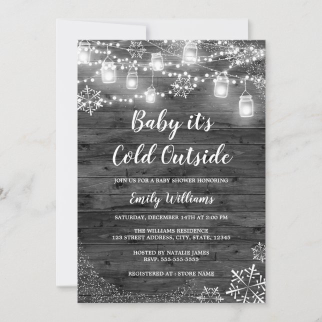 Baby it's Cold Outside Grey Winter Baby Shower Invitation (Front)