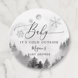 Baby It's Cold Outside Grey Winter Shower  Favour Tags