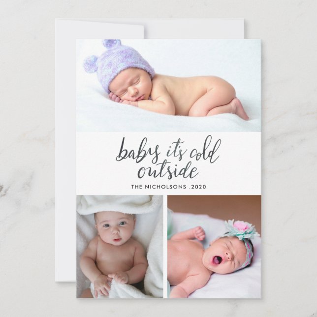Baby Its Cold Outside Handwritten Holiday Photo (Front)