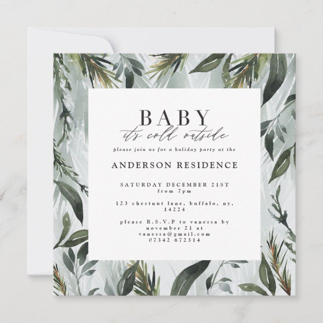 Baby its cold outside holiday party invitation. announcement (Front)