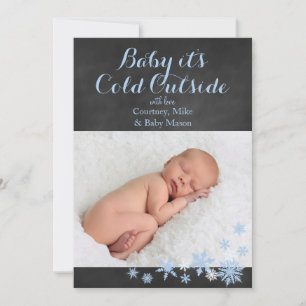 Baby It's Cold Outside Holiday Photo Card in Blue