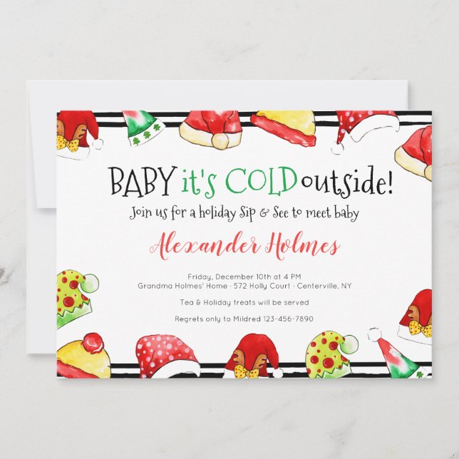 Baby It's Cold Outside Holiday Sip and See Invitation (Front)