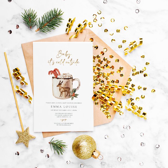 Baby It's Cold Outside Hot Cocoa Baby Shower Invitation (Creator Uploaded)