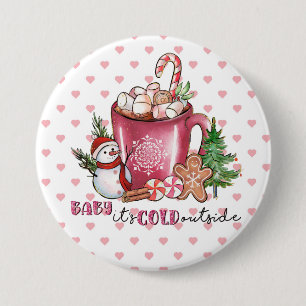Baby It's Cold Outside Hot Cocoa Mug, Snowman 7.5 Cm Round Badge
