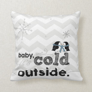 Baby, it's Cold Outside Lovebird Penguin Pillow