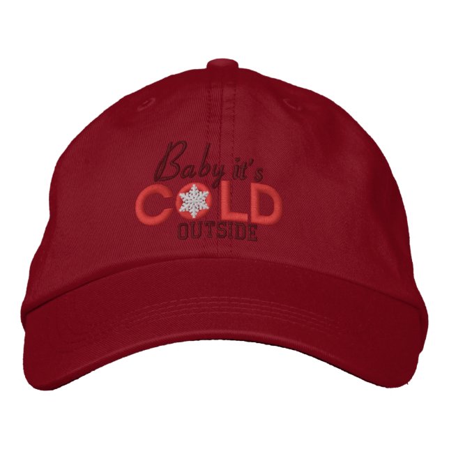 Baby It's Cold Outside Lovers Red Embroidered Hat (Front)