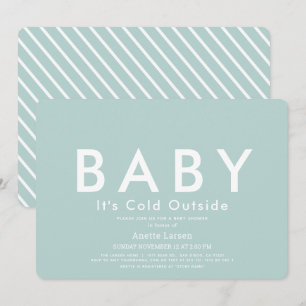 Baby Its Cold Outside Minimalist Blue Baby Shower Invitation