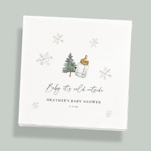 Baby It's Cold Outside Mountain Winter Baby Shower Napkin