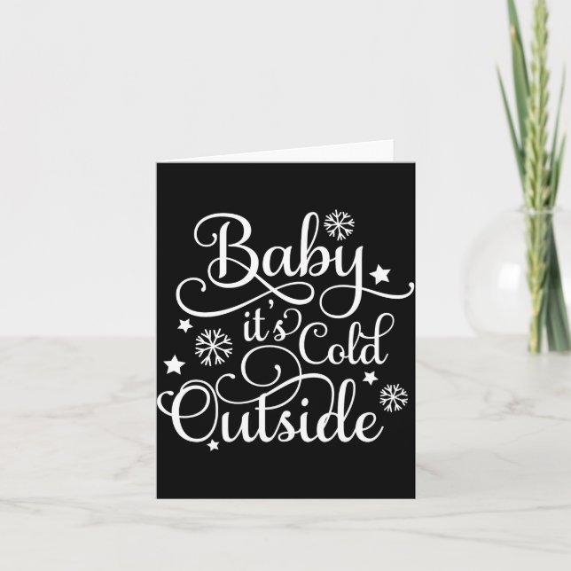 Baby Its Cold Outside Navy Blue Womens Holiday  Card (Front)