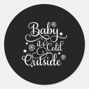 Baby Its Cold Outside Navy Blue Womens Holiday Classic Round Sticker