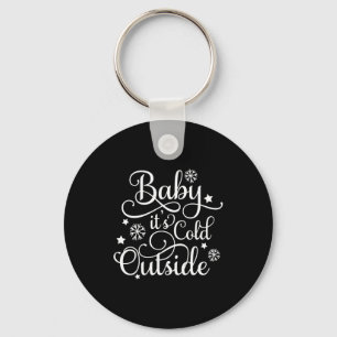 Baby Its Cold Outside Navy Blue Womens Holiday Key Ring
