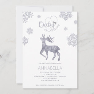 Baby it's Cold Outside Nordic Reindeer Baby Shower Invitation