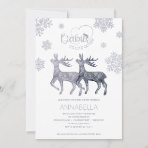 Baby it's Cold Outside Nordic Twins Baby Shower Invitation