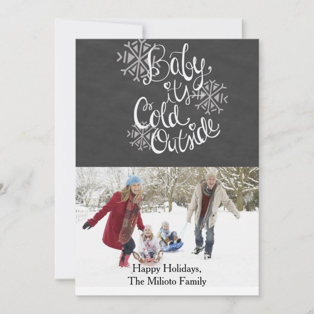 Baby It's Cold Outside One Photo Christmas Card (Front)