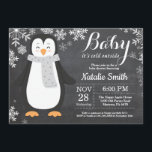 Baby its Cold Outside Penguin Baby Shower Invitation<br><div class="desc">Baby its Cold Outside Penguin Baby Shower Invitationn. Boy or Girl Baby Shower Invitation. Baby Penguin. Winter Holiday Baby Shower Invite. Grey and White Snowflakes. Chalkboard Background. For further customisation,  please click the "Customise it" button and use our design tool to modify this template.</div>