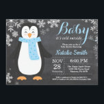 Baby its Cold Outside Penguin Boy Baby Shower Invitation<br><div class="desc">Baby its Cold Outside Penguin Boy Baby Shower Invitationn. Boy Baby Shower Invitation. Baby Penguin. Winter Holiday Baby Shower Invite. Blue and White Snowflakes. Chalkboard Background. For further customisation,  please click the "Customise it" button and use our design tool to modify this template.</div>