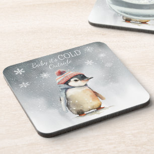 Baby It's Cold Outside Penguin Holiday Coaster