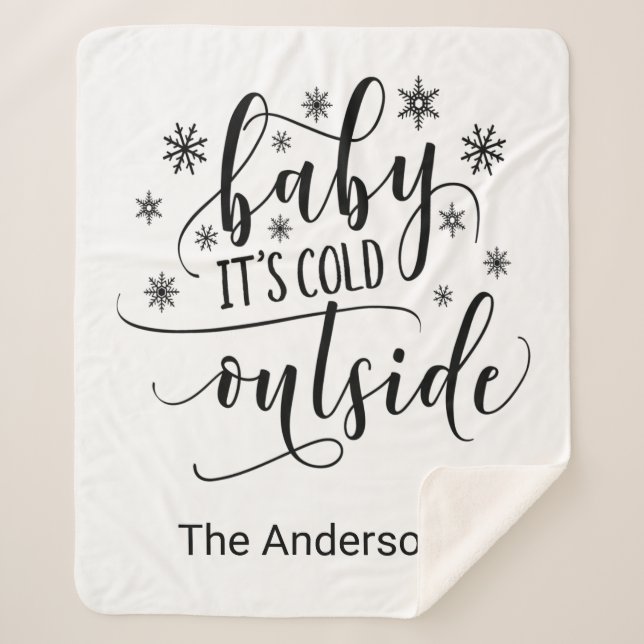 Baby Its Cold Outside Personalise Sherpa Blanket (Front)