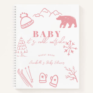 Baby It's Cold Outside Pink Baby Shower Guest Book