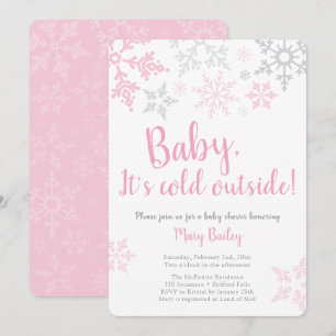 Baby It's Cold Outside Pink Baby Shower Invitation