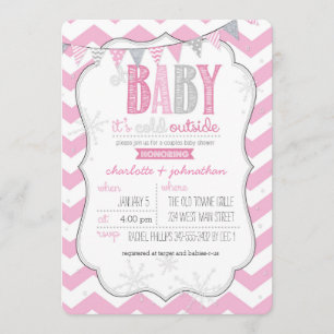 Baby It's Cold Outside Pink Couples Shower Invite