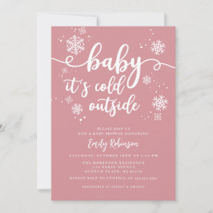 Baby It's Cold Outside Pink Girl Baby Shower Invitation