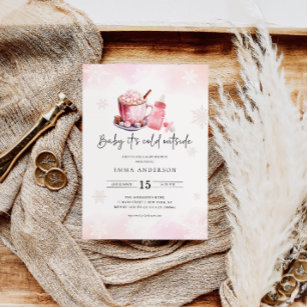 Baby It's Cold Outside Pink Girl Baby Shower Invitation
