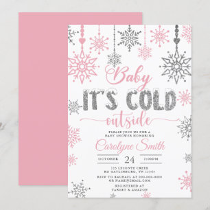 Baby Its Cold Outside Pink Girl Baby Shower Invitation